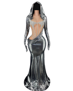 Luxe Metallic Hooded Gown