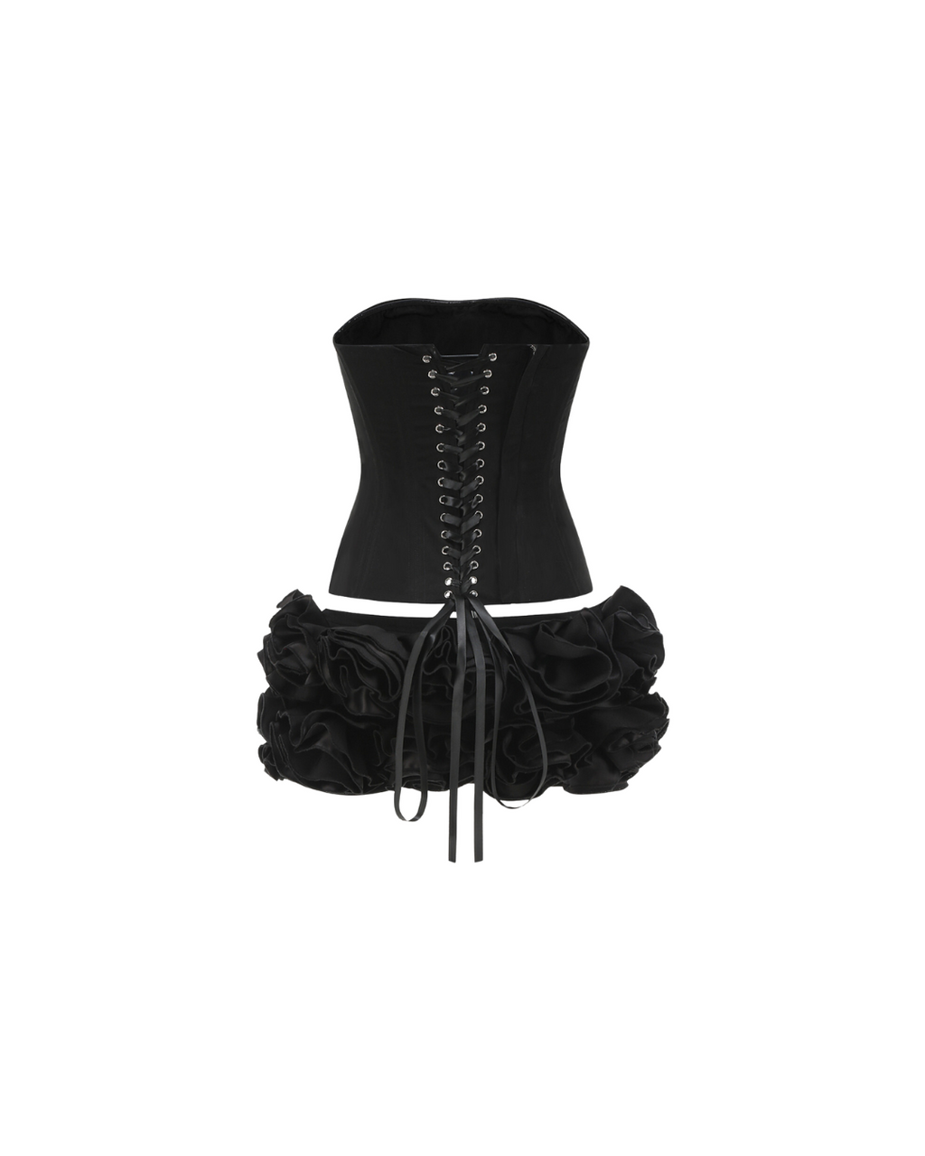 Lace Back Rosette Two Piece - Black