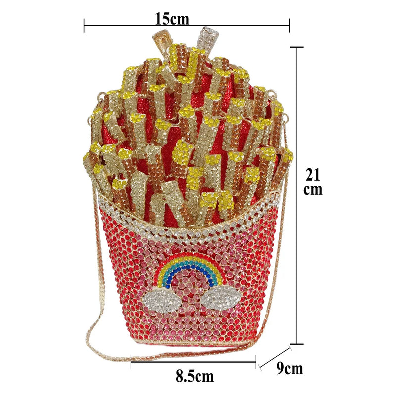 French Fry Shaped Rhinestone Clutch