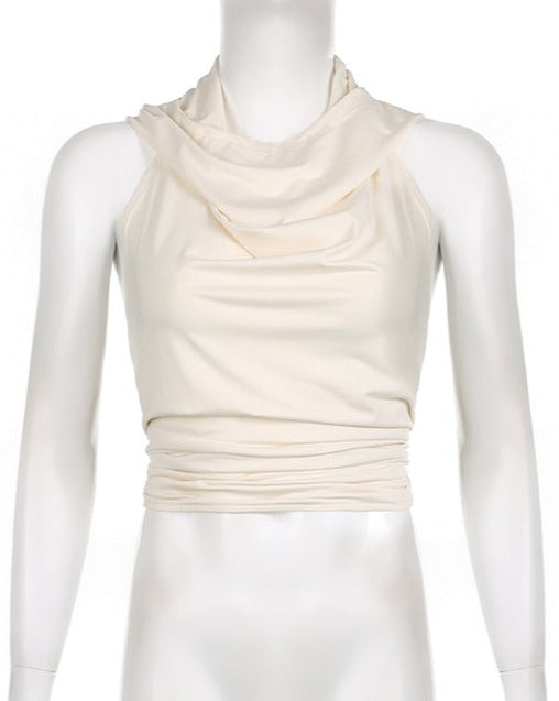 Hooded Backless Tie Waist Cropped Tank