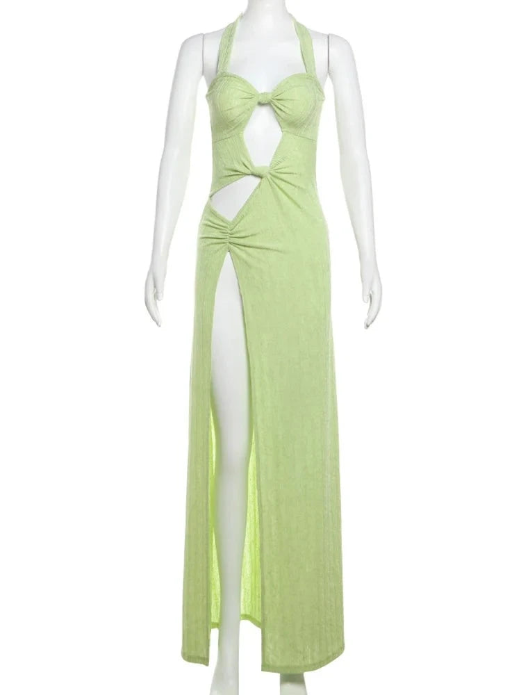 Karla Halter Backless Knot Front Maxi