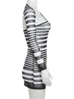 Vera Striped Mesh One Sleeve Mini