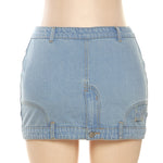 Patchwork Denim Mini Skirt