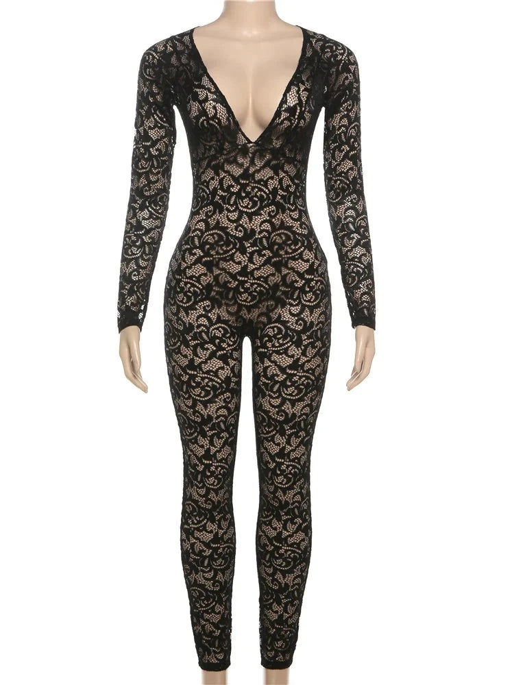 Tori Lace See Through Jumpsuit