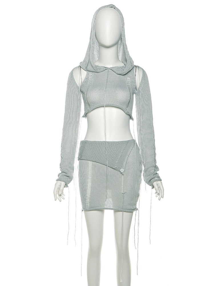 Long Sleeve Knit Hooded Set