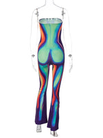 Electric Curves Multicolor Body Print Tube Jumpsuit