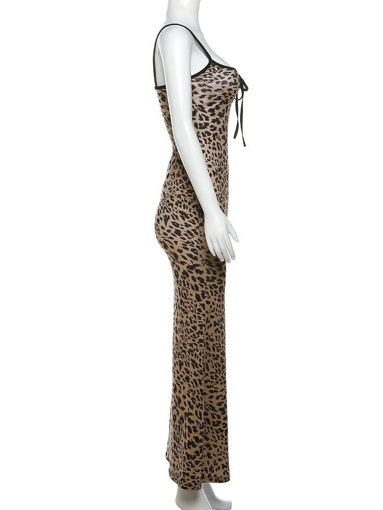 Leopard Tie Front Maxi