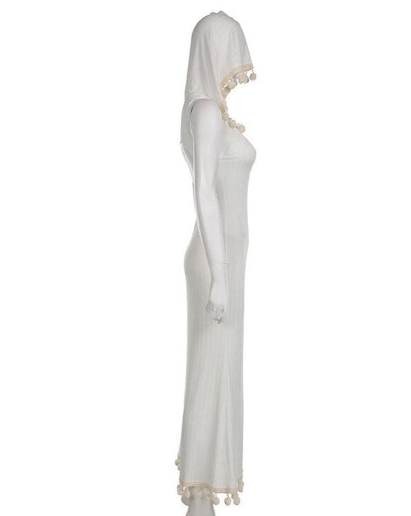 Hooded Pom Pom Maxi