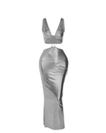 Circle Detail Metallic Maxi Dress