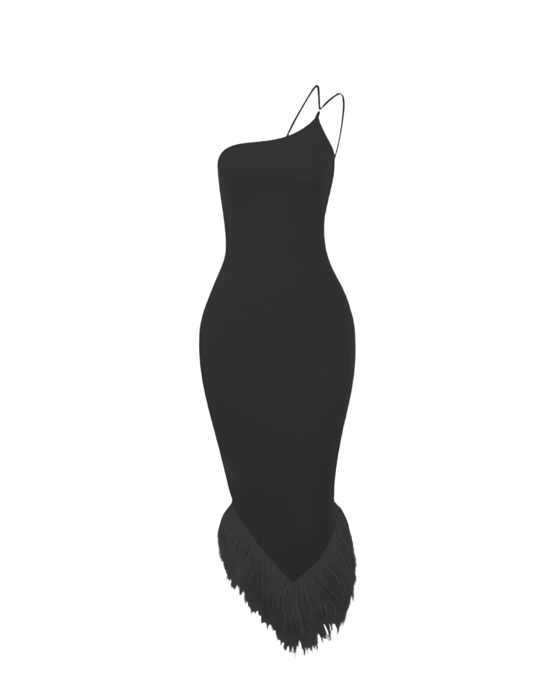 Fiona Fur Bottom Midi Dress