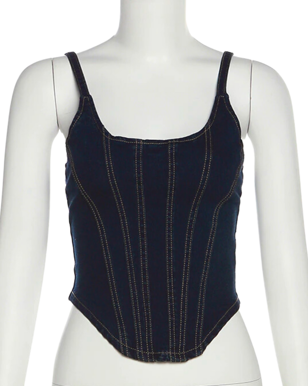 Dark Blue Denim Corset Top