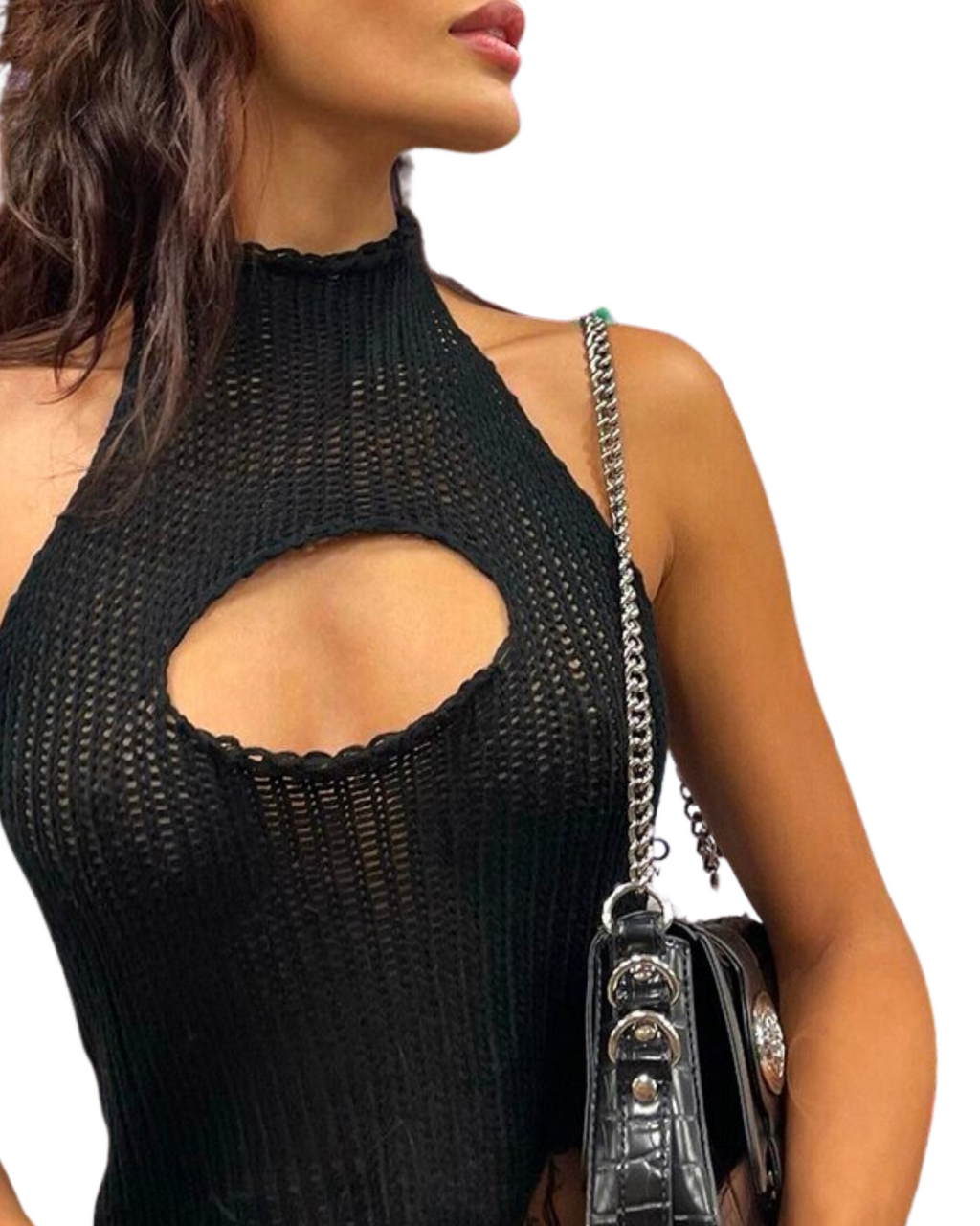 Cassey Halter Knit Top - Black