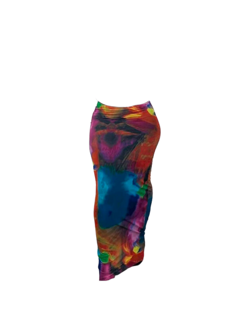 Multicolor Print Maxi Skirt
