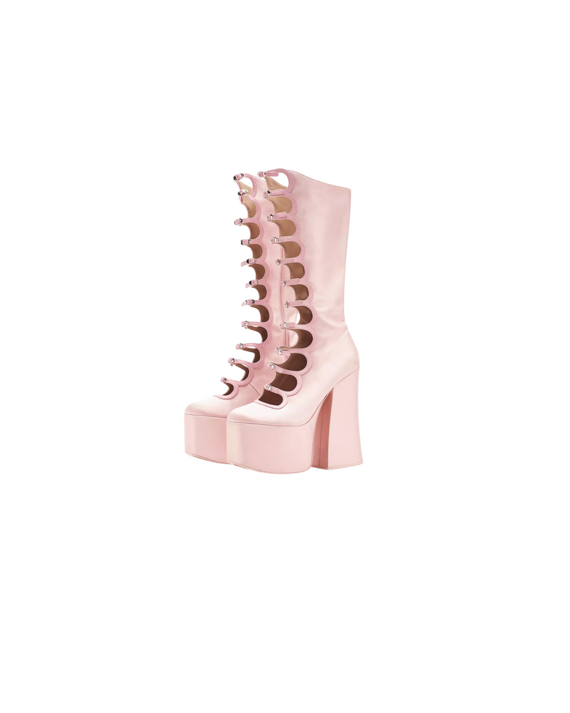 Pink Strappy Platform Boot