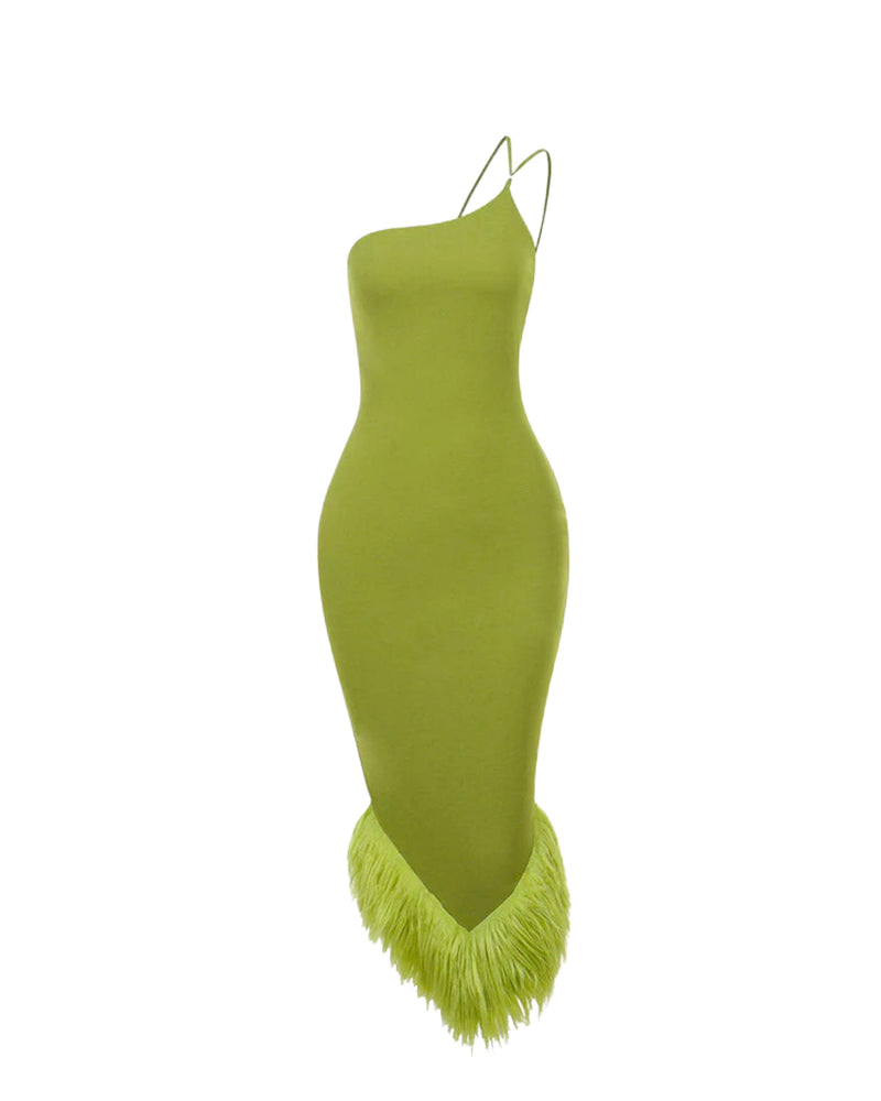 Fiona Fur Bottom Midi Dress