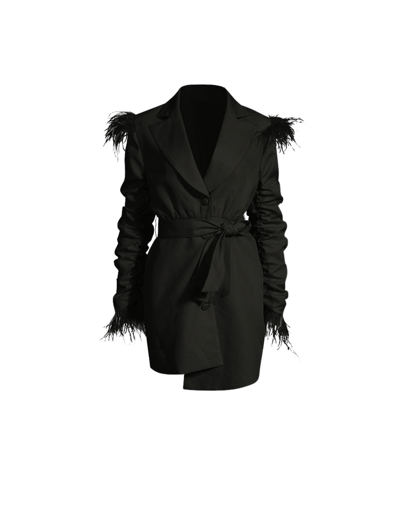 Faux Fur Ruched Blazer Dress