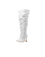 Pleated Faux Leather Over The Knee Boot