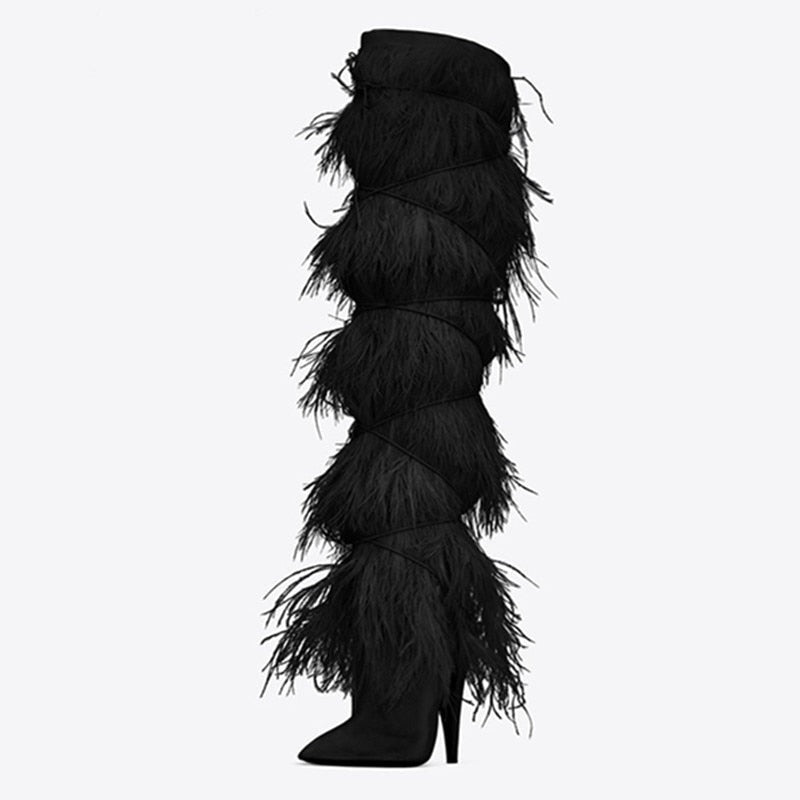 Feathered Over The Knee Boot