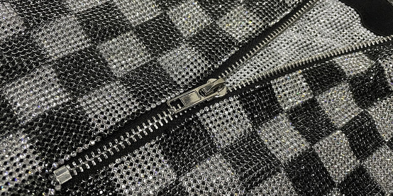 Rhinestone Chain Checkered Set