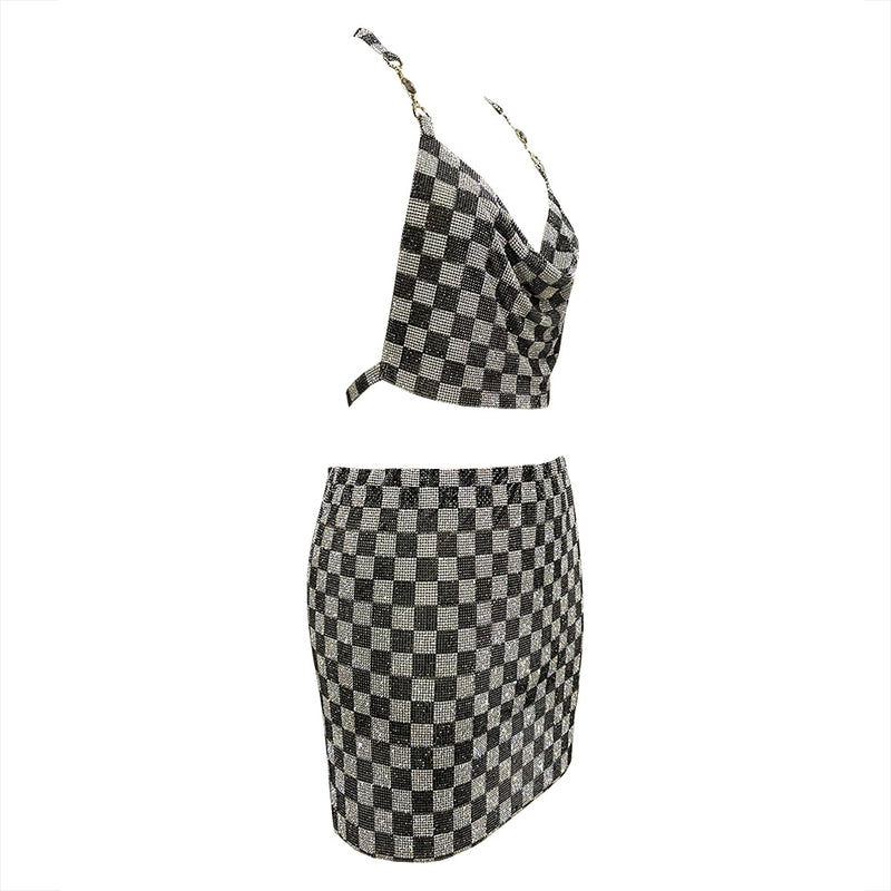 Rhinestone Chain Checkered Set