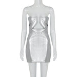 Metallic V-Neck Sleeveless Dress