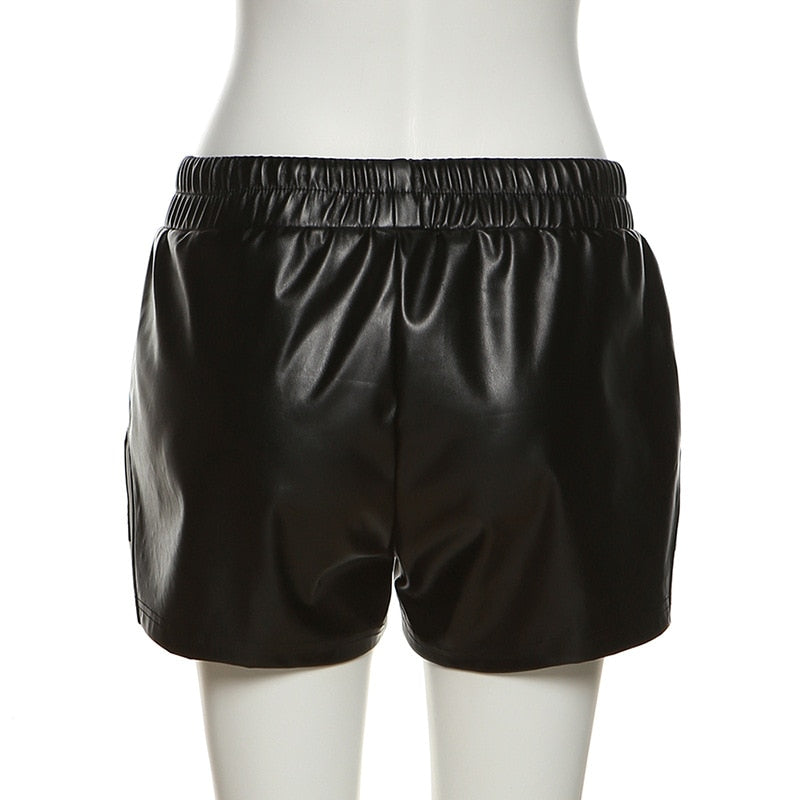 Faux Leather Exposed Pocket Short