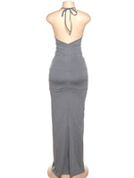 Slinky Ruched Halter Maxi Dress