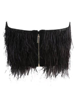 Strapless Feathered Crop Top