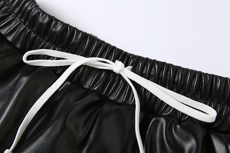 Faux Leather Exposed Pocket Short
