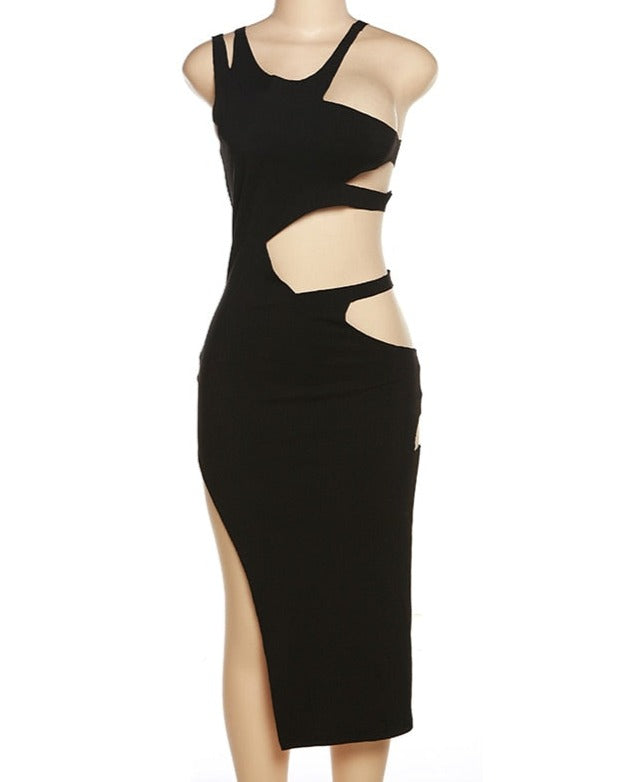Ribbed Cut Out Midi