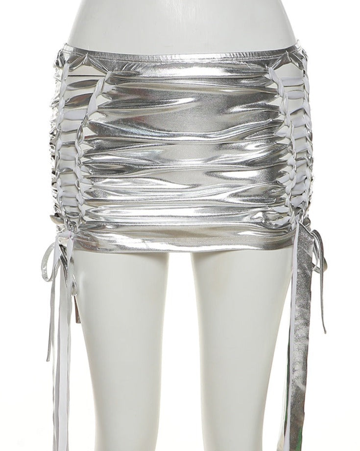 Y2K Metallic Skirt