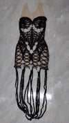 Nyla Silver Crystal Transparent Mesh Dress