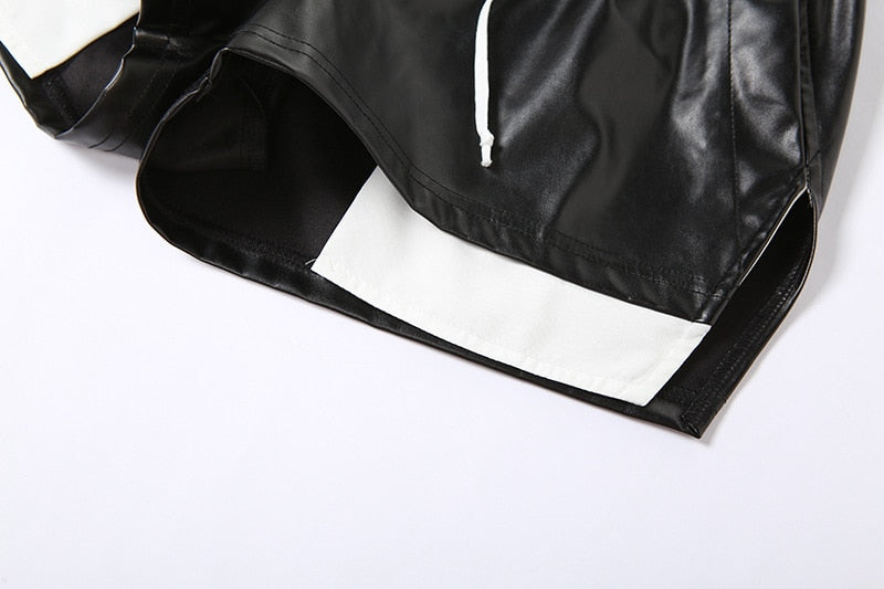 Faux Leather Exposed Pocket Short