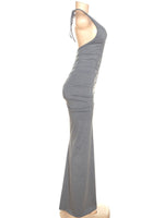 Slinky Ruched Halter Maxi Dress
