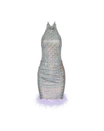 Metallic Feathered Hem Dress