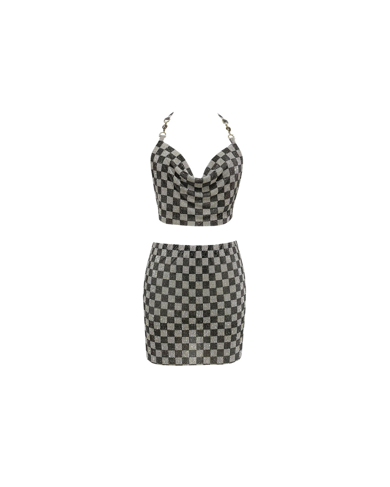 Rhinestone Chain Checkered Set