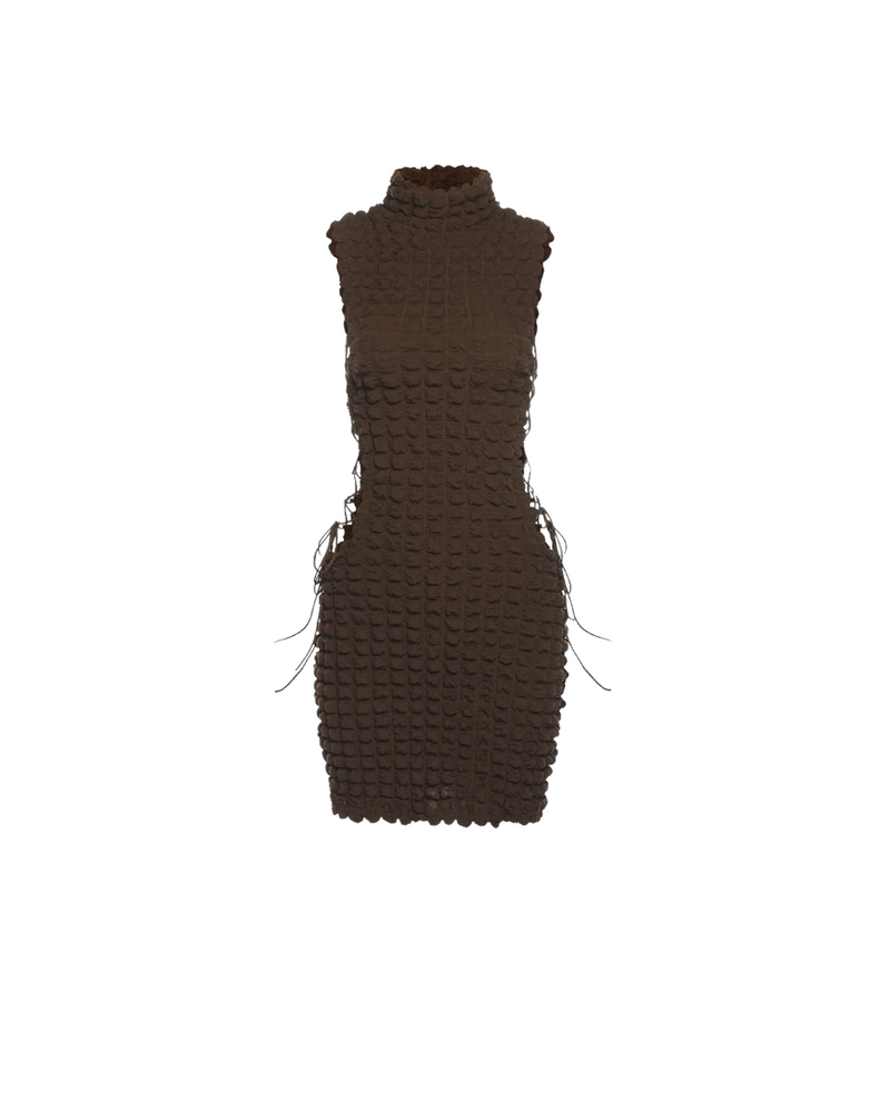 Stacked Mini Dress - Brown