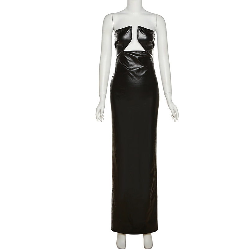 Structured Faux Leather Maxi