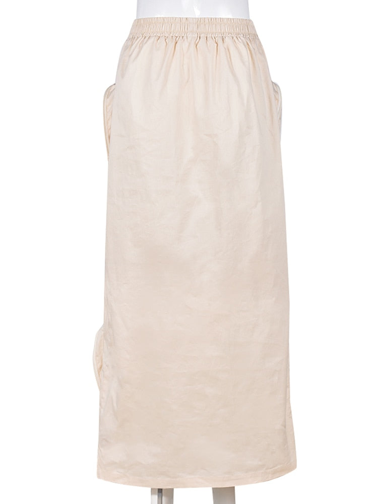 Cream Cargo Skirt