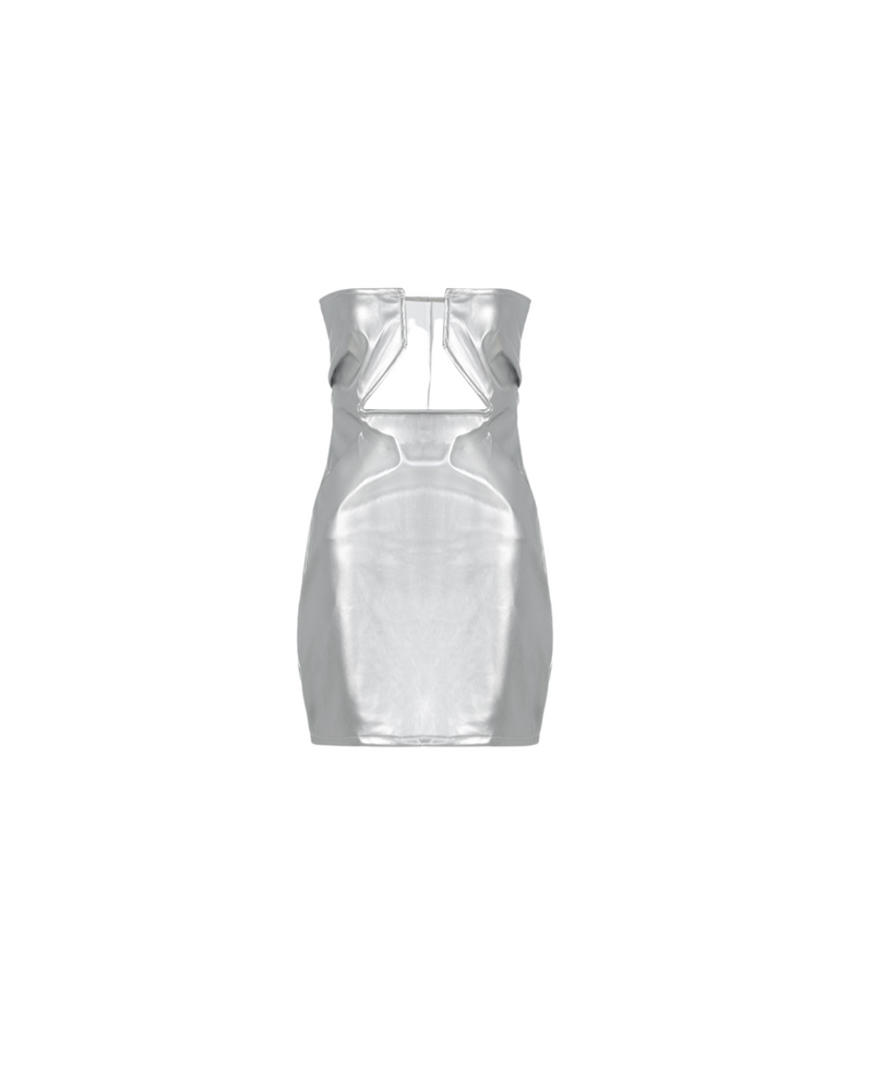 Metallic V-Neck Sleeveless Dress