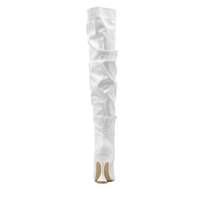 Pleated Faux Leather Over The Knee Boot
