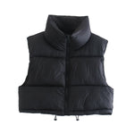 High Neck Cropped Puffer Vest