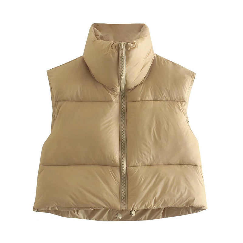 High Neck Cropped Puffer Vest