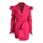 Faux Fur Ruched Blazer Dress