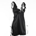 Satin Backless V-Neck Mini Dress