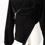 Irregular High Collar Zip Sweater